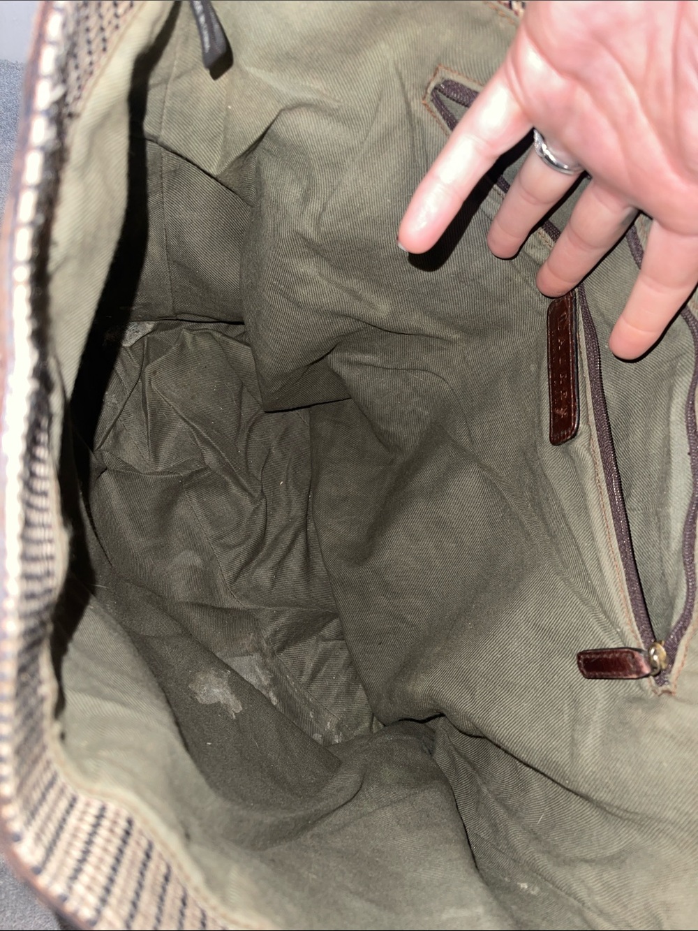 Ralph Lauren Brown Plaid Tote with Braided Leather Handles - Picture 7 of 8